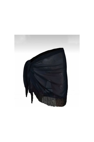 Quella Atelier Püsküllü Pareo Sarong Siyah Siyah