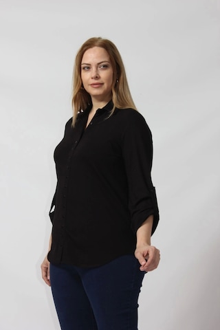 Moda Berray Kolu Apolet Detaylı Yumuşak Dokulu Yün Gömlek Siyah