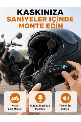 Bt22 Kask İçi Bluetooth Kulaklık Hızlı Eşleşme Ve Gürültü Önleyici Mikrofon Yeni Nesil Aklby-bsva58