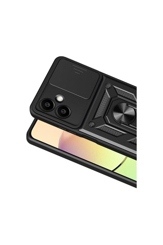 Galaxy Uyumlu A07 4g Pars Lens Yüzüklü Silikon - Siyah