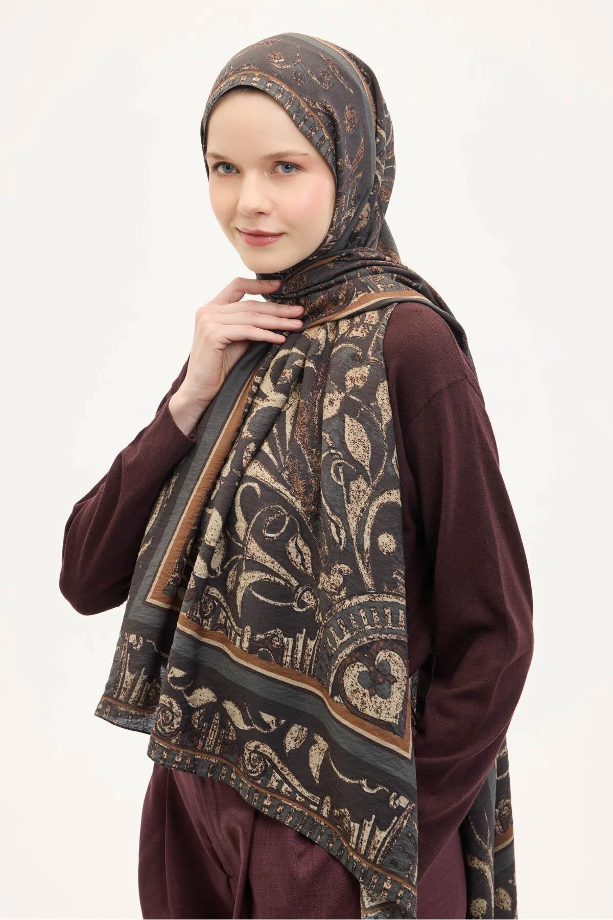 Silk Home Mayda Şal 81024-10 Koyu Kahverengi