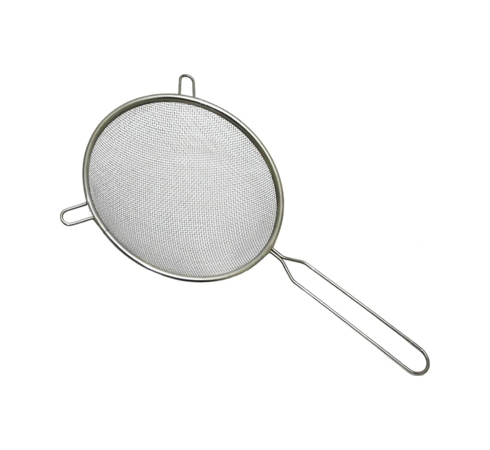 Paslanmaz Çelik İnce Örgü 14 Cm Süzgeç Kulaklı Uzun Saplı Mutfak Süzgeci Tel Elek 29cm Gümüş