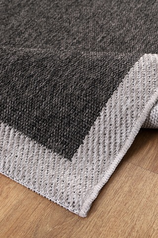 Elit Premium Sisal Jut Halı 1401 Hav Ve Toz Yapmaz Bordürlü Halı Siyah-gri Siyah