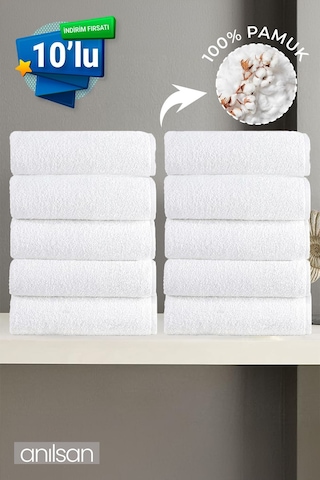 10'lu Büyük Banyo Havlusu - 90x150 Cm, 650gr, %100pamuk, Spa Ve Otel Havlusu, Günlük Kullanıma Uygun Beyaz