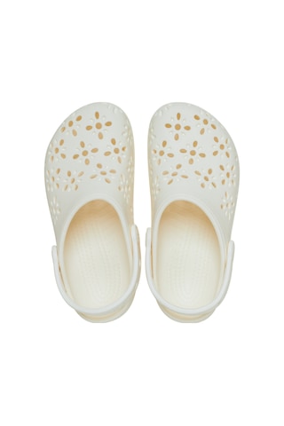 Crocs Classic Floral Cut Out Clog Kadın Terlik Krem Krem