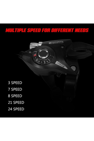 Teltree Alüminyum Alloy Bisiklet Vites Kontrolü Seti - Sol 3 Vites Sağ 7 Vites, Kesin Vites Değişimi, Şeffaf Gösterge, Dayanıklı