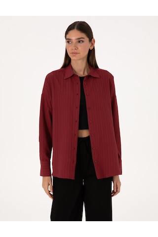 Pierre Cardin Kadın Bordo Gömlek Desenli 50318232-vr014 Bordo