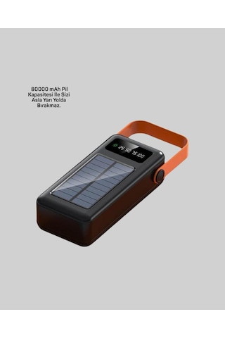80000 Mah Yüksek Kapasiteli Powerbank Göstergeli Solar Şarj Cihazı Sarı