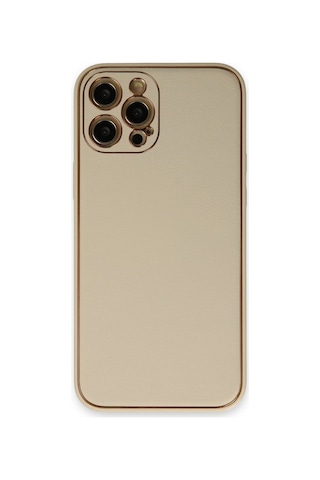 Apple iPhone Uyumlu 12 Pro Kılıf Coco Deri Silikon Kapak - Gold Altın
