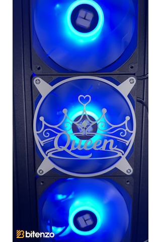 Kraliçe Tacı "queen" Yazılı 120x120 Mm Pc Fan Kapağı - Masaüstü Bilgisayar Fan Kapağı Beyaz