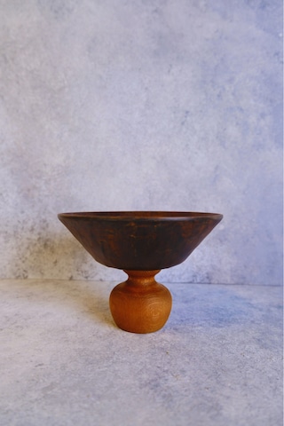 Justwood Ligna Melamin Ahşap Rölyefli 19 Cm Nar Ayaklı Salata Tabağı, Servis Tabağı, Çukur Kase Koyu Kahverengi