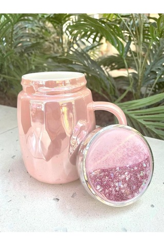 Kapağı Sulu Kupa Mug Pembe