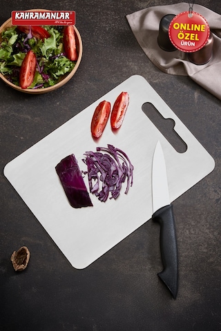Kesme Panosu Paslanmaz Çelik Kesme Tahtası 33x25 Cm Gri