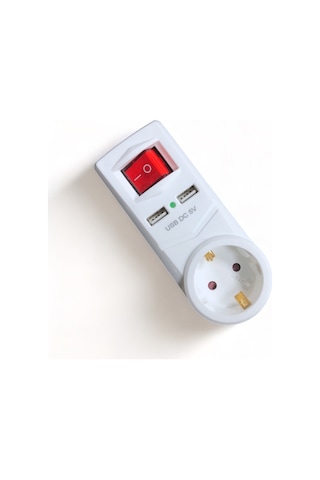 Tek-iş 2 X Usb Çıkışlı Topraklı Fiş Priz Anahtarlı Golyat Fiş 2,1 A