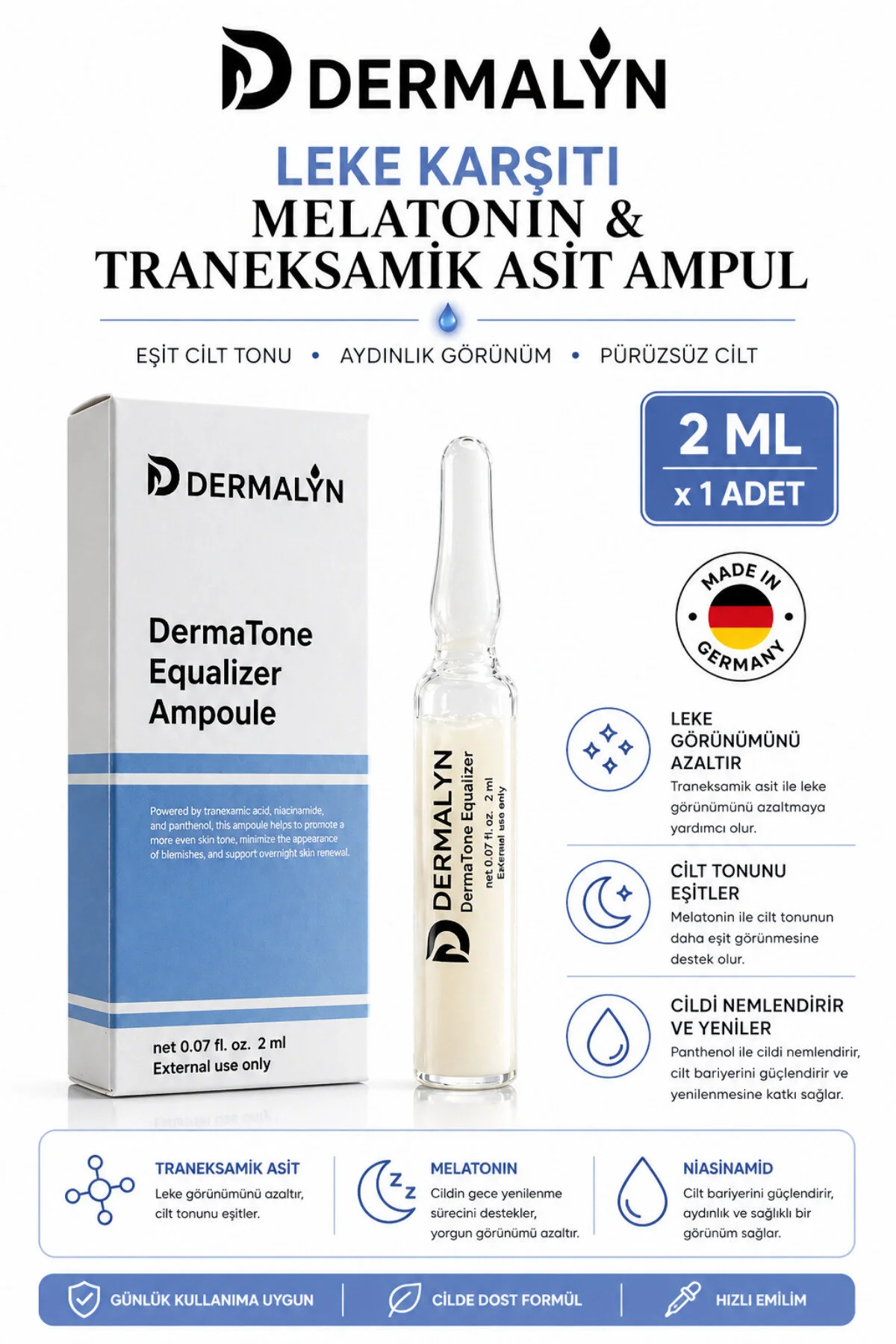 Dermalyn 7 Li Cilt Bakım Seti Kırışıklık Leke Somon Dna Kök Etkili Ampul Serum Dermaroller