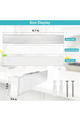 Ximistore9 Gümüş Renkli Paslanmaz Çelik 304 Manyetik Bıçak Tutucu - Modern Mutfak Bıçak Şeridi, Çekmeceden Tasarruf Sağlar