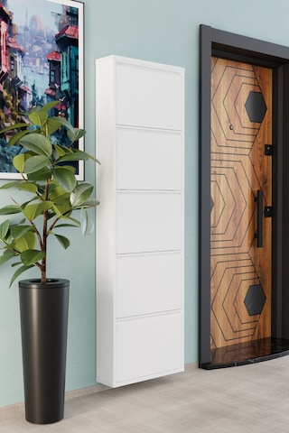 5 Kapaklı Metal Ayakkabılık Beyaz Beyaz