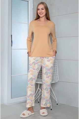 Limissi Viskon Kadın Pijama Takımı Bej