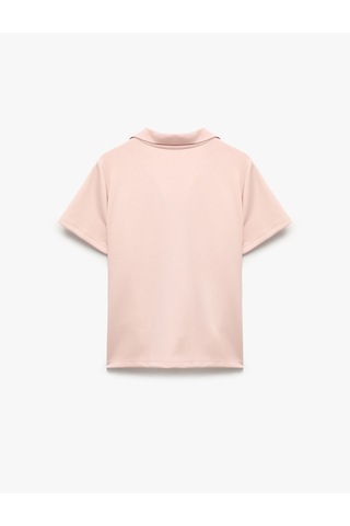Koton Regular Fit Kısa Kollu Polo Yaka Tişört Pembe 7wak50070ek Gül