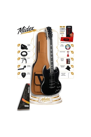 Midex Sg-special-bk Profesyonel Sg Kasa Hh Elektro Gitar Seti Siyah