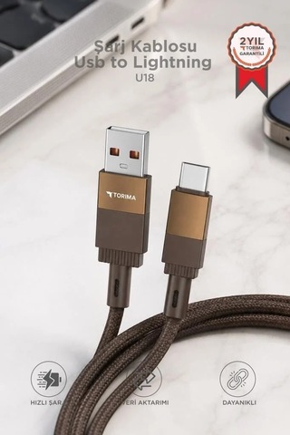 Şarj Kablosu Usb To Lightning Data Kablo U18 Seyahat Gereci Telefon Aksesuarı Günlük Aksesuar