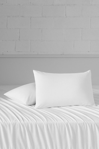 Yastık Alezi Seti Pamuklu Sıvı Geçirmez 2 Li Yastık Koruyucu Beyaz Beyaz