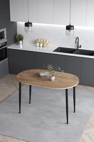 Melinda 60x90 Cm Atlantik Çam Desen Mutfak Masası Yemek Masası Balkon Masası Çalışma Masası Atlantik Çam-siyah Ayak Çok Renkli