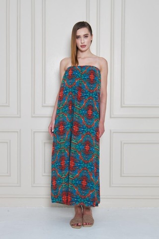 Kadın Straplez Astarlı Şifon Midi Yazlık Elbise 3753374 Lacivert