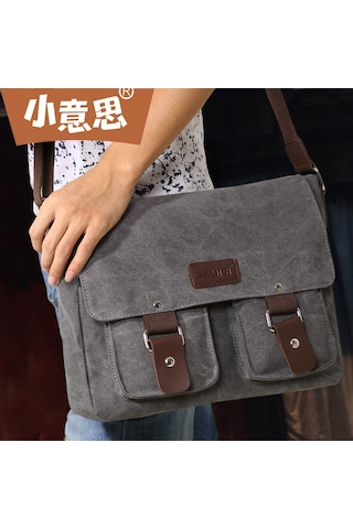 Teltree Erkekler İçin Şık Ve Dayanıklı 13 İnç Siyah Kanvas Omuz Çantası, Okul Ve Günlük Kullanım İçin İdeal. Gri