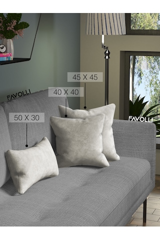 Br Favolli Kadife Dokulu Ekru Renk Kırlent Kılıfı Dream Serisi Punch Için Uygun Gizli Fermuar Ekru