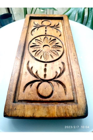 Omeniv Antika Kullanılabilir Ahşap Floral Pasta Kurabiye Kalıbı
