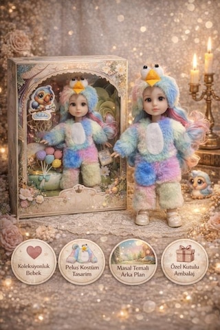 Ctoy Kostümlü Oyuncak Bebek Seti Peluş Kuş Kostümlü Koleksiyonluk Bebek Ctoy-qj183a