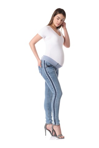 Busa Hamile Alt Karın Bantlı Skinny Kot Pantolon Açık Mavi-açıkmavi