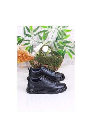 Mehmet Mete 42465 Rahat Hakiki Deri Sneaker Erkek Ayakkabı Siyah