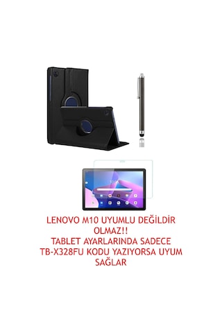 Trendsshop Tab M10 3.nesil Tb328fu Unisoc T328xu Zaae0015tr 360 Dönerli Kılıf 3lü Set Siyah