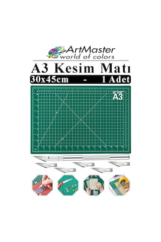 A3 Kesim Matı Ve Kretuar Seti 1 Adet 30x45 Cm Çift Taraflı Çizim Matı Kesim Tablası Kesim Altlığı Kesme Madı Proje