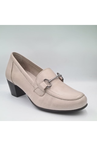 Mammamia D24ya-3845 Gri Deri Topuklu 5cm Kadın Klasik Ayakkabı Gri