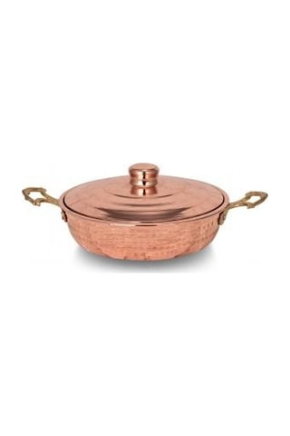 Turna Bakır Emirgan Tava 4 No 20 CM El Dövme Kırmızı Turna7600-1