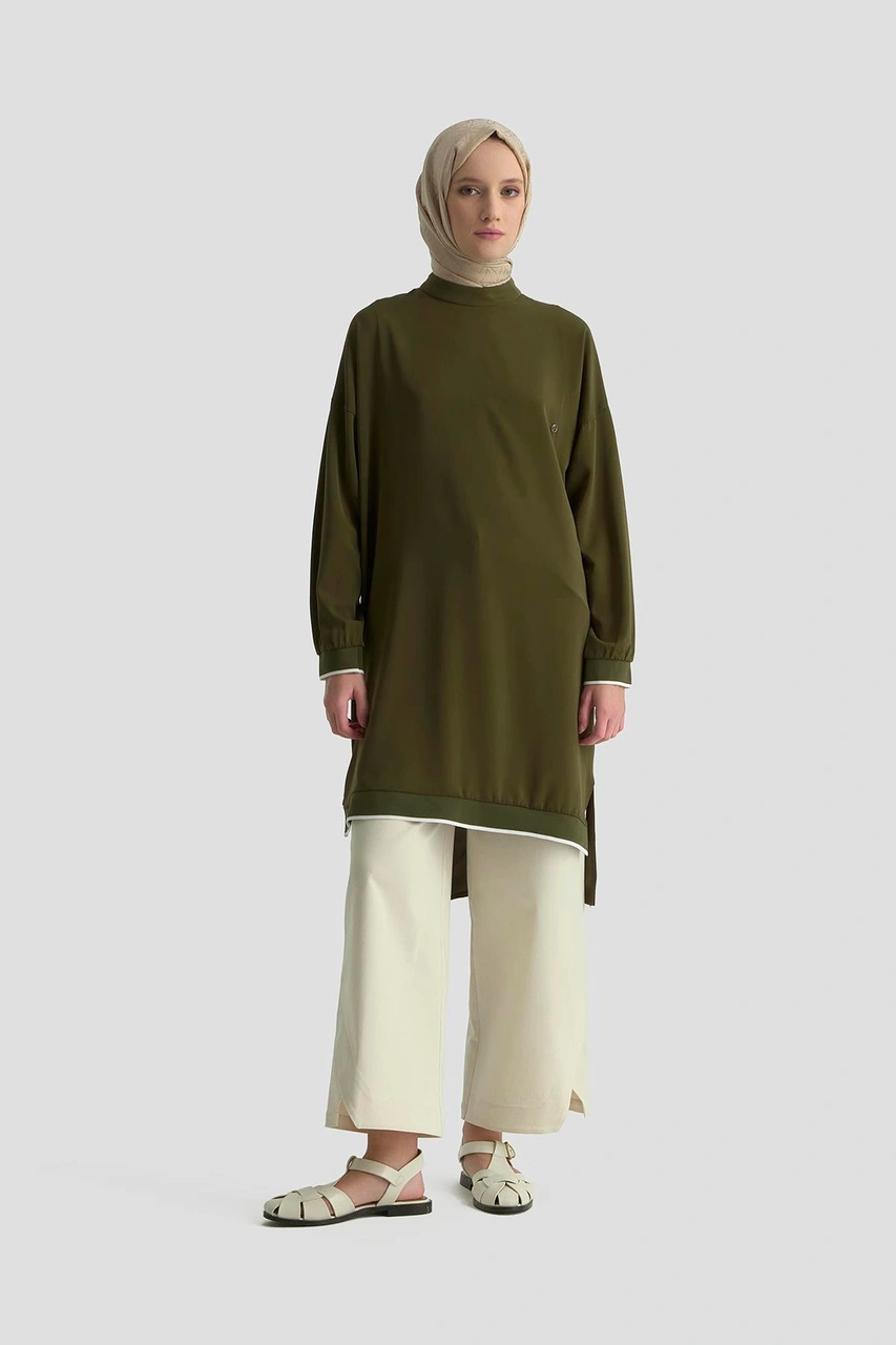 Armine Trend Kolları Ribanalı Arkadan Uzatmalı Basic Tunik-haki 25yt449 Haki