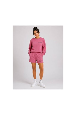 Herkesemoda Hüppy Baskılı Kadın Oversize Şortlu Sweatshirt Eşofman Takımı Gül Kurusu