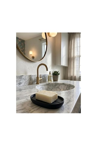 Buççin Online Mağaza Modern Banyo Oval Katı Kalıp Sabunluk-mat Siyah Plastik Siyah Çok Renkli
