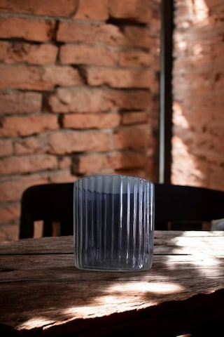Renkli Optik Desenli El İşçiliği Silindir Cam Vazo En 10x10cm Mumluk Obje Aksesuar Dekoratif Saksı Açık Mavi