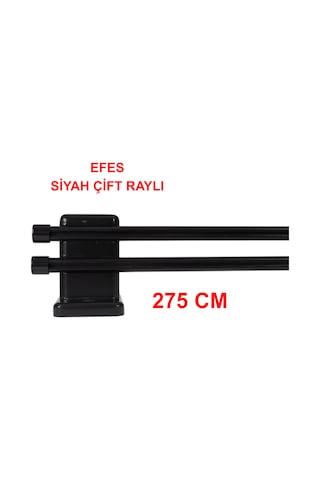 Efes Ahşap Başlıklı Alüminyum Kanallı ''çift Raylı'' Modern Rustik-siyah 275 Cm Siyah