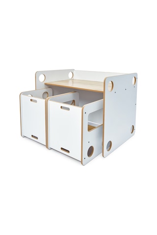 Minera 0-6 Yaş Saka Model Ahşap Montessori Aktivite Oyun Çalışma Masa Ve Sandalye Seti (1 Masa + 2 Sandalye)