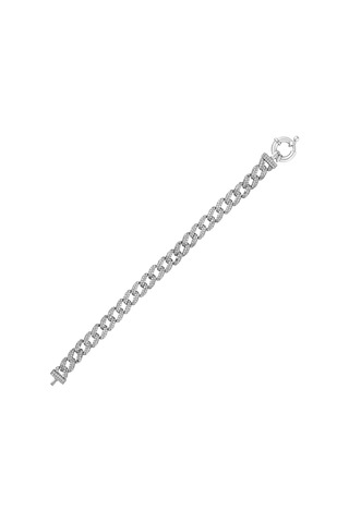 Kuyumcudukkani"beyaz Renk Taşlı Cuban Chain"bileklik- 50275-w-w