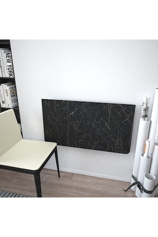 Asra Trend DMM-04 %100 MDF 90x50 cm Duvara Monte Katlanır Masa Royal Mermer Desenli Mutfak Yemek Masası