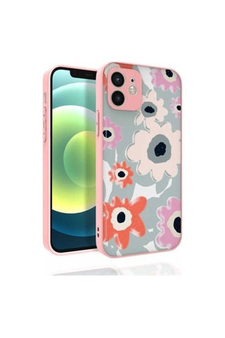 Apple Uyumlu iPhone 12 Kılıf Desenli Kamera Korumalı Parlak Zore Nora Kapak NO5