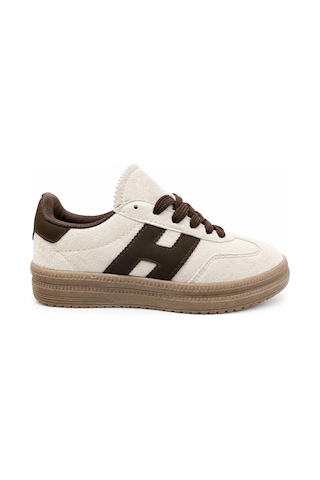 Papucumun Dünyası Unisex Süet Özel Gum Tabanlı Günlük Kullanıma Uygun Retro Sneaker Ekru