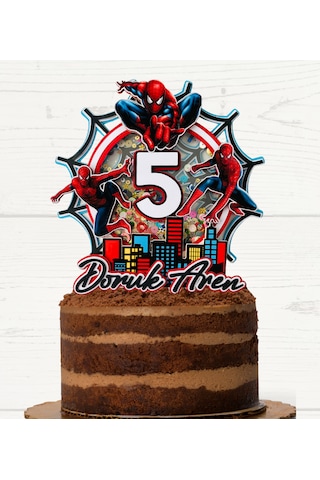 Örümcek Adam Temalı İsme Özel Erkek Çocuk Doğum Günü Pasta Süsü