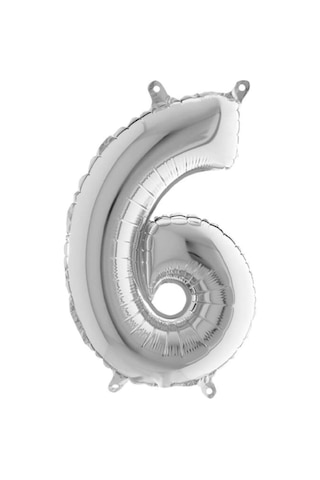 Gümüş Folyo Balon 6 Rakamı 40 CM